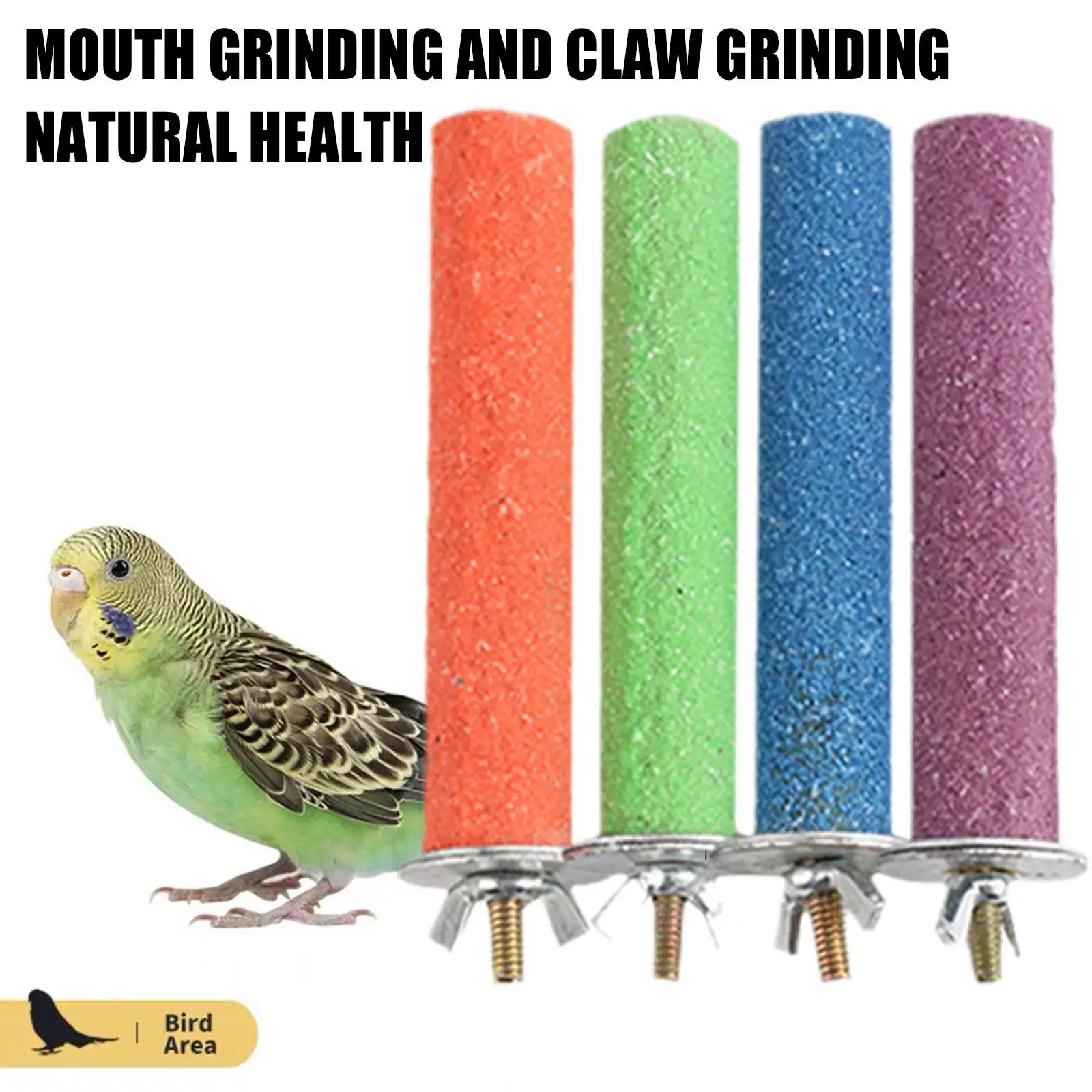 

1pc Parrot Paw Grinding Perch Stand Pet Bird Quartz Shelf Parrot Bird Budgie Branch Perch Toys Random Color Chewing Stand P8D2