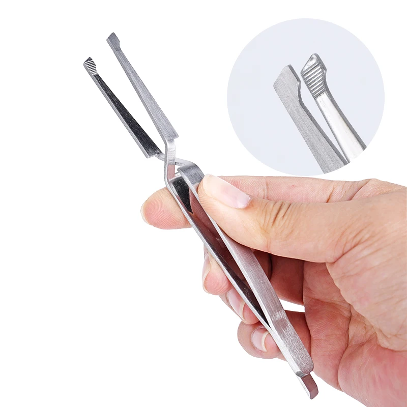 1pc Orthodontic Bracket Tweezers Holder Reverse Action Serrated Dentistry Instruments Stainless Steel Tweezers Piler