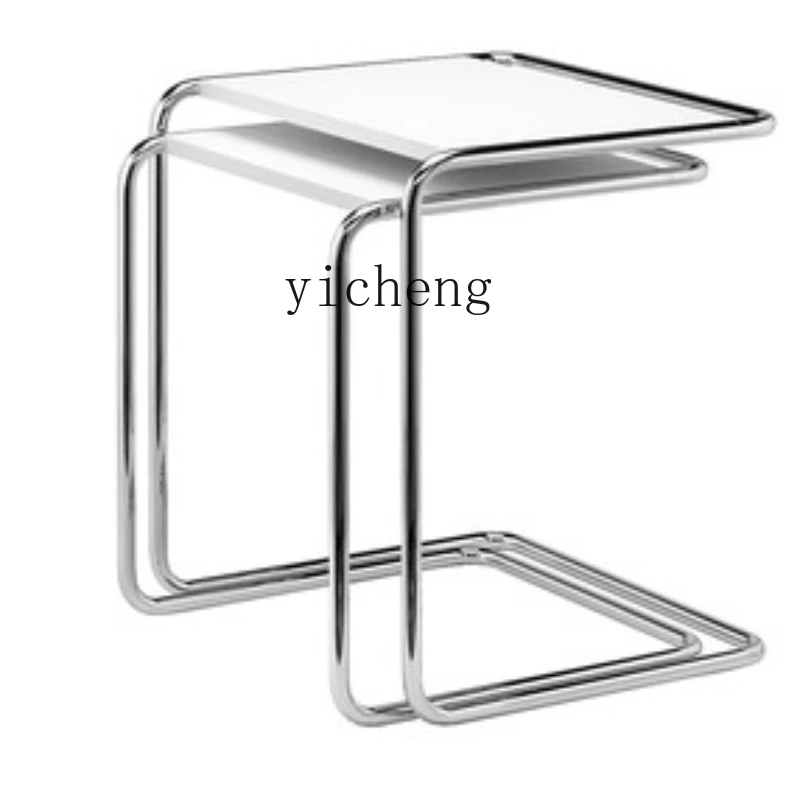 ZC Middle-Ancient Stainless Steel Stackable Side Table Coffee Table Desk Bedside Storage Cabinet Sofa I-Shaped Tea Table