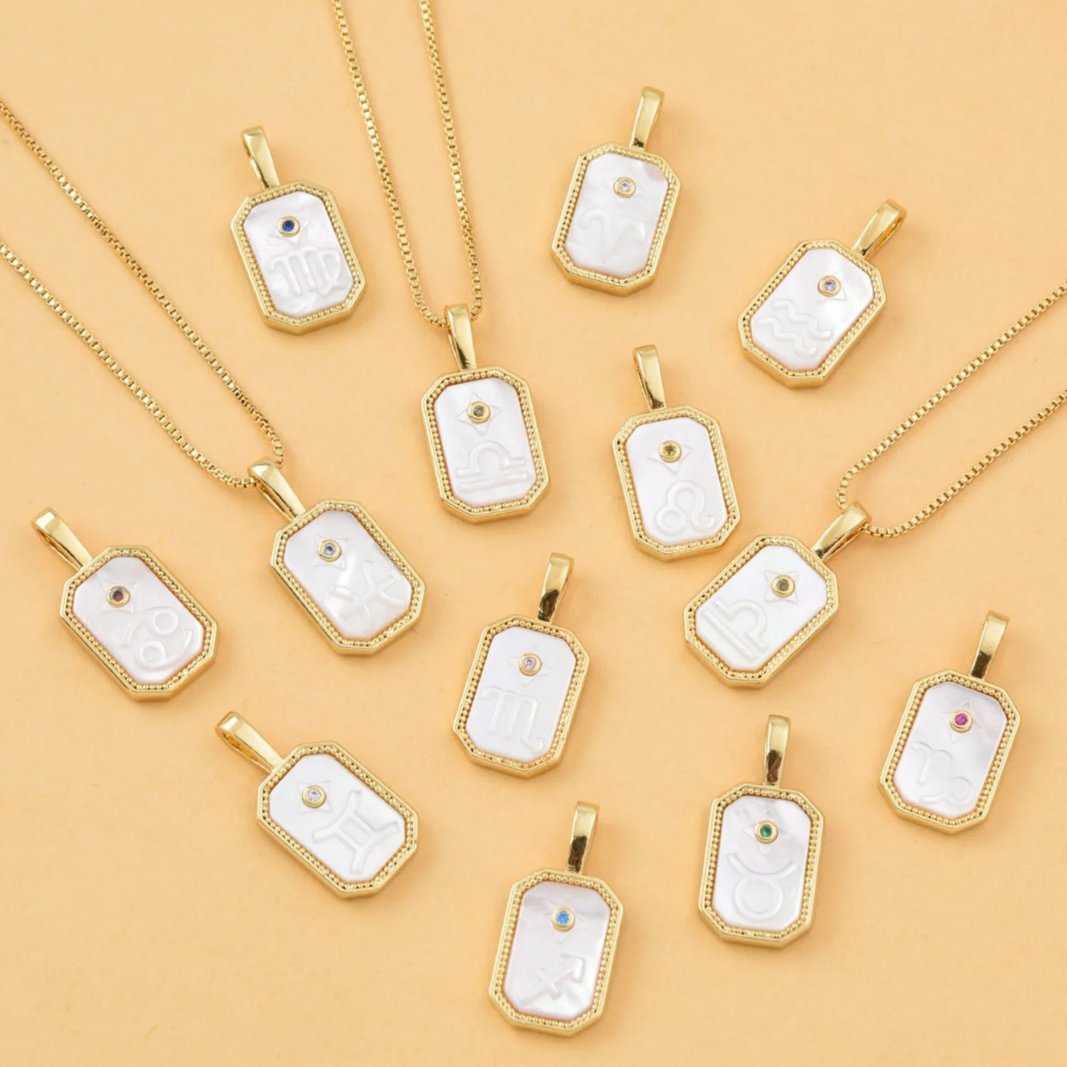 5pcs Europe and The United States Twelve Constellations Shell Necklace Pendant Accessorie DIY Jewelry Making Materials Wholesale