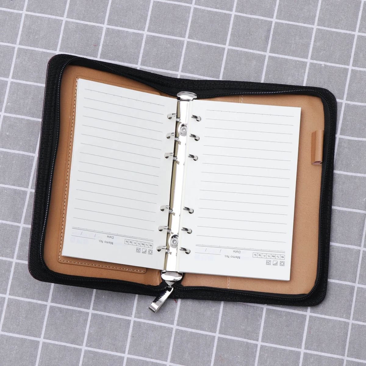

Deluxe Zipper Business Notepad Folder Calculator 6 Ring Binder File Pocket Pen Loop Organizer for Travel Office Conference A6
