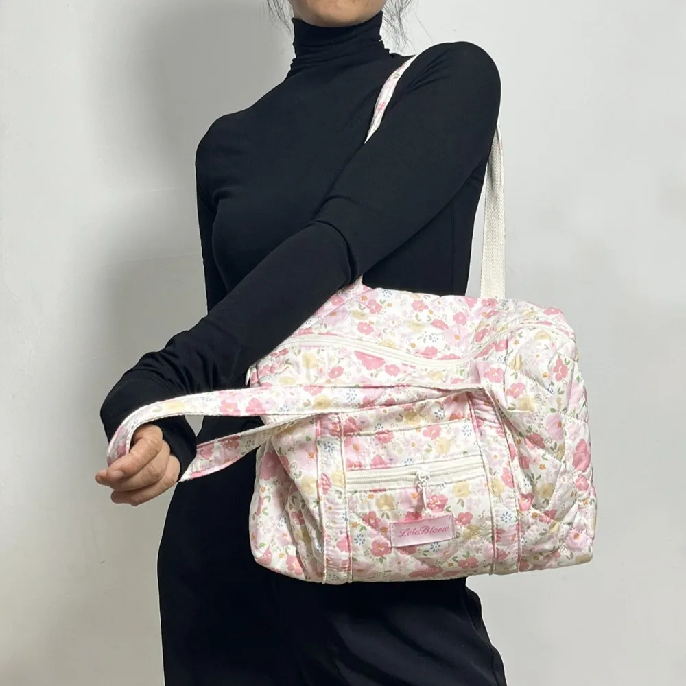 Korean Style Stroller Organizer Bags Flower Large Capacity Floral Mummy Bag Multi-pocket Portable Single Shoulder Bag