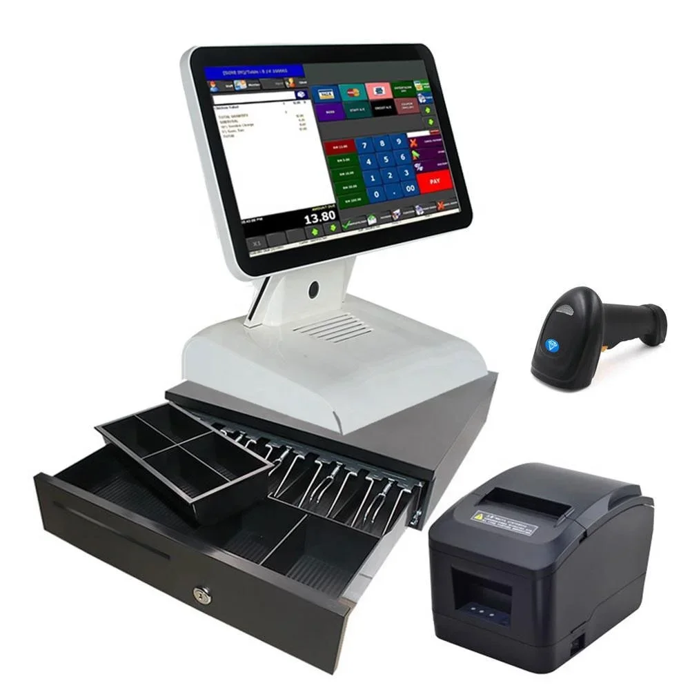 Full Set Of Retail Single Screen Point Of Sale Supermarket Pos System All In One Machine Cash Register