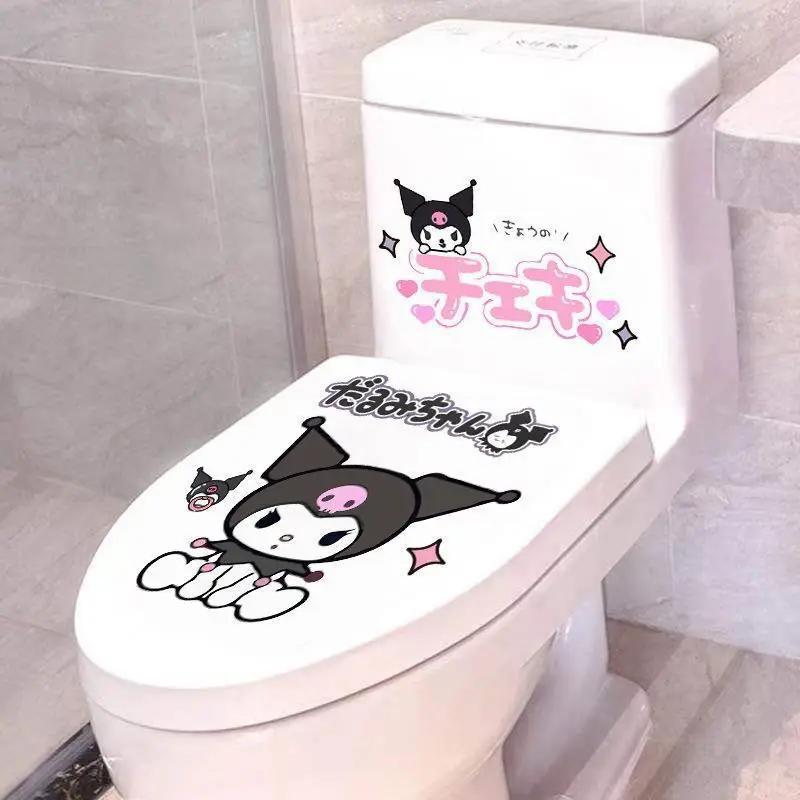 Sanrio Kuromi anime peripheral cartoons toilet stickers creative toilet seat decoration bathroom renovation waterproof stickers