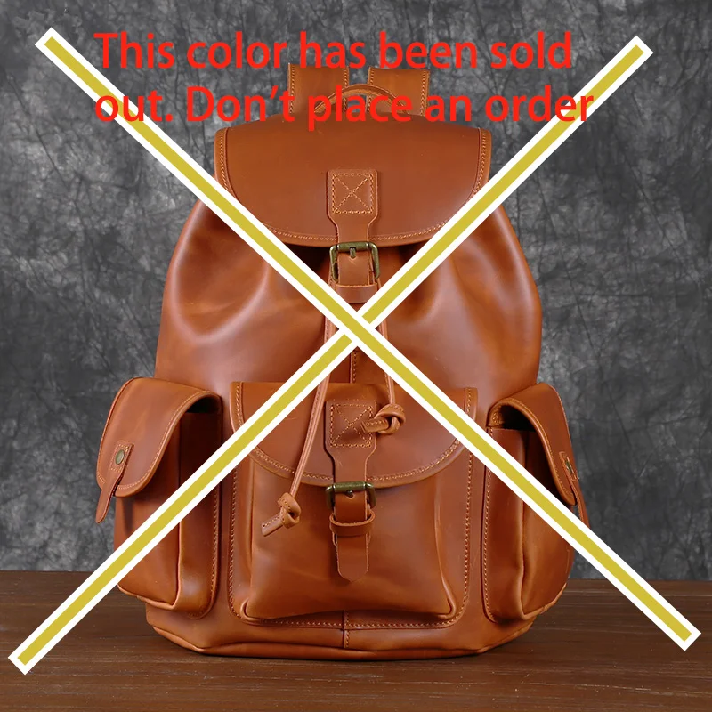 Vintage Top Layer Rindsleder Rucksack Herren Leder Rucksack verrückte Pferde tasche Computer Tasche Unisex Trend Mode Reise rucksack