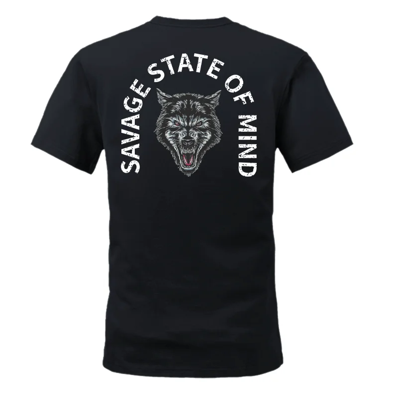 2024 Extra Large Tactical Defense Personalized SAVAGE Wolf Head Printed Pure Cotton T-shirt New Summer Fitness Short Sleeves