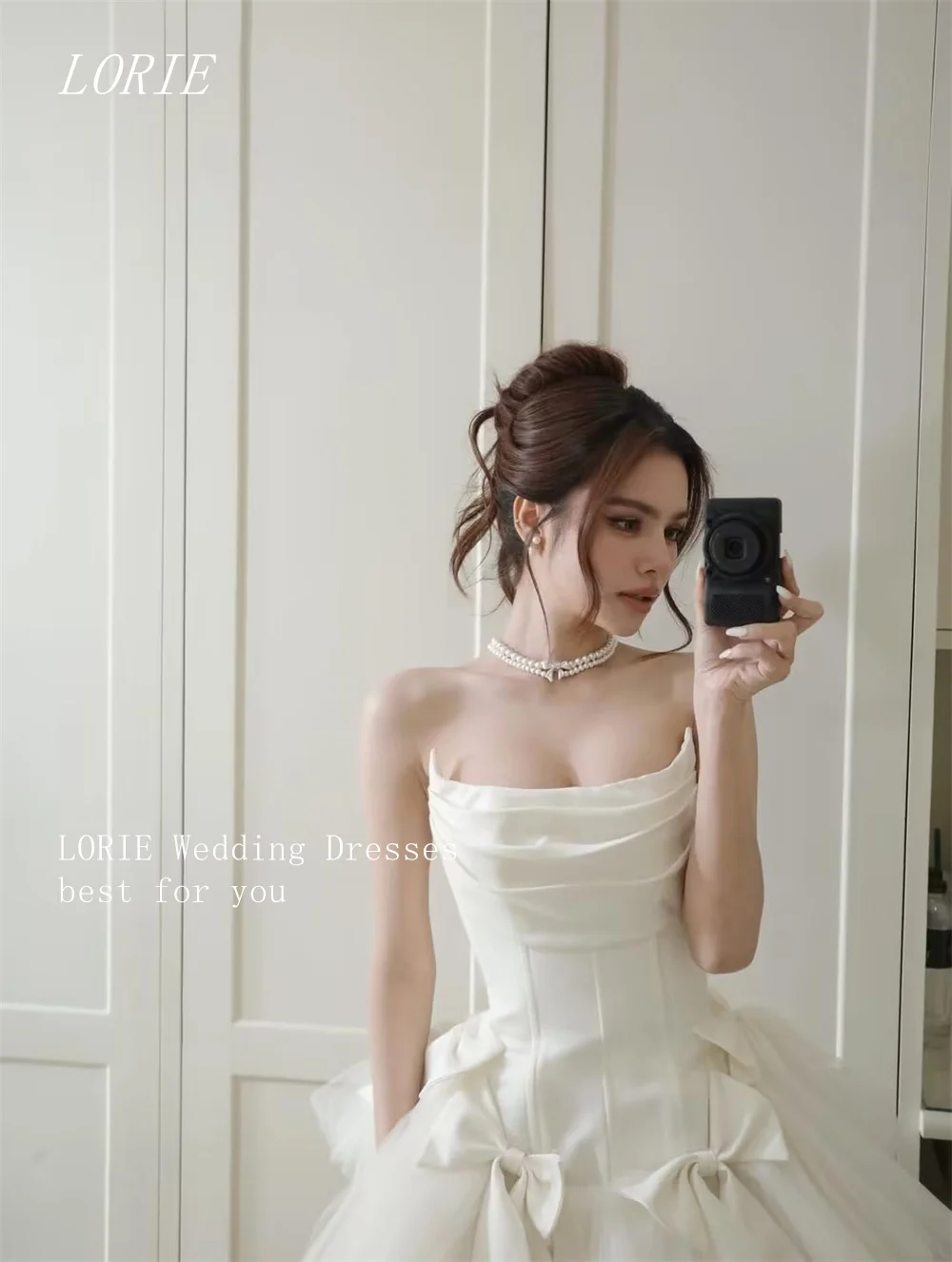 

LORIE Luxury A Line Skirt Civil Wedding Dress Gala Strapless Bow Bridal Dresses Daily Engagement Wedding Gown Customized 2026
