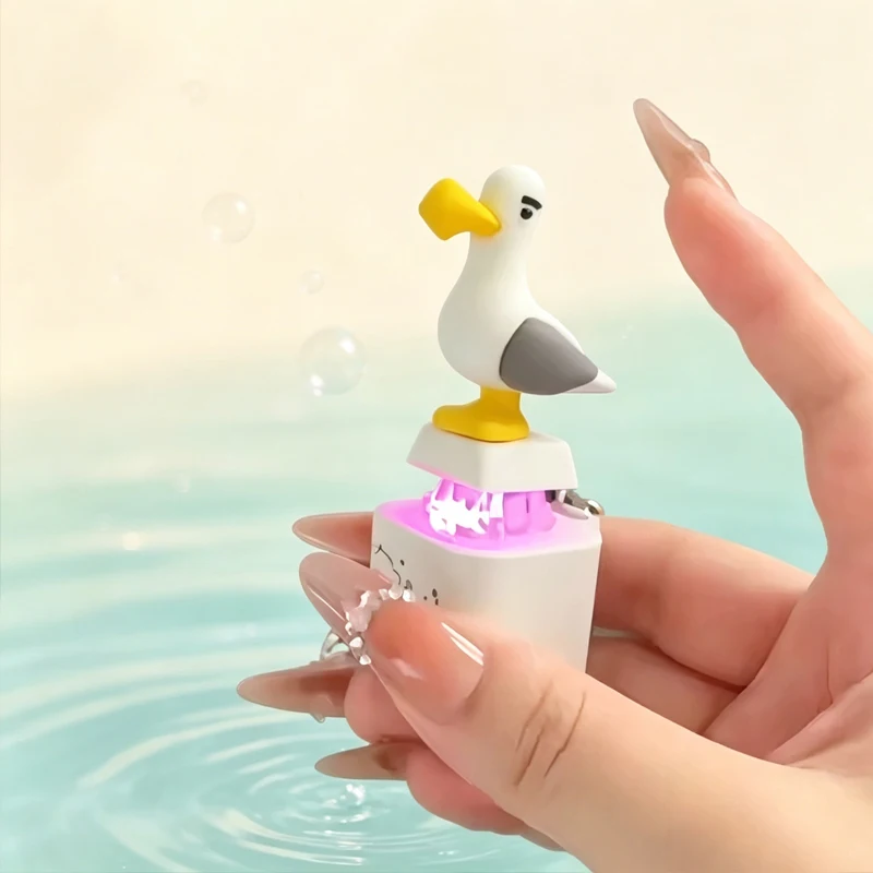 Creative Seagull Keycap Keychain Luminous Sounding Stress Relief Fidget Toy Anime Peripheral Decor Decor Pendant For Adult Toys