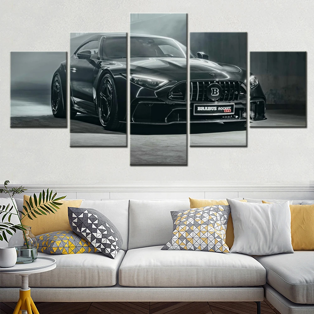 

5 Pieces Canvas Wall Arts Poster Painting Black Cool Cars Wallpaper Home Decor Picture Print For Living Room Artwork Framework