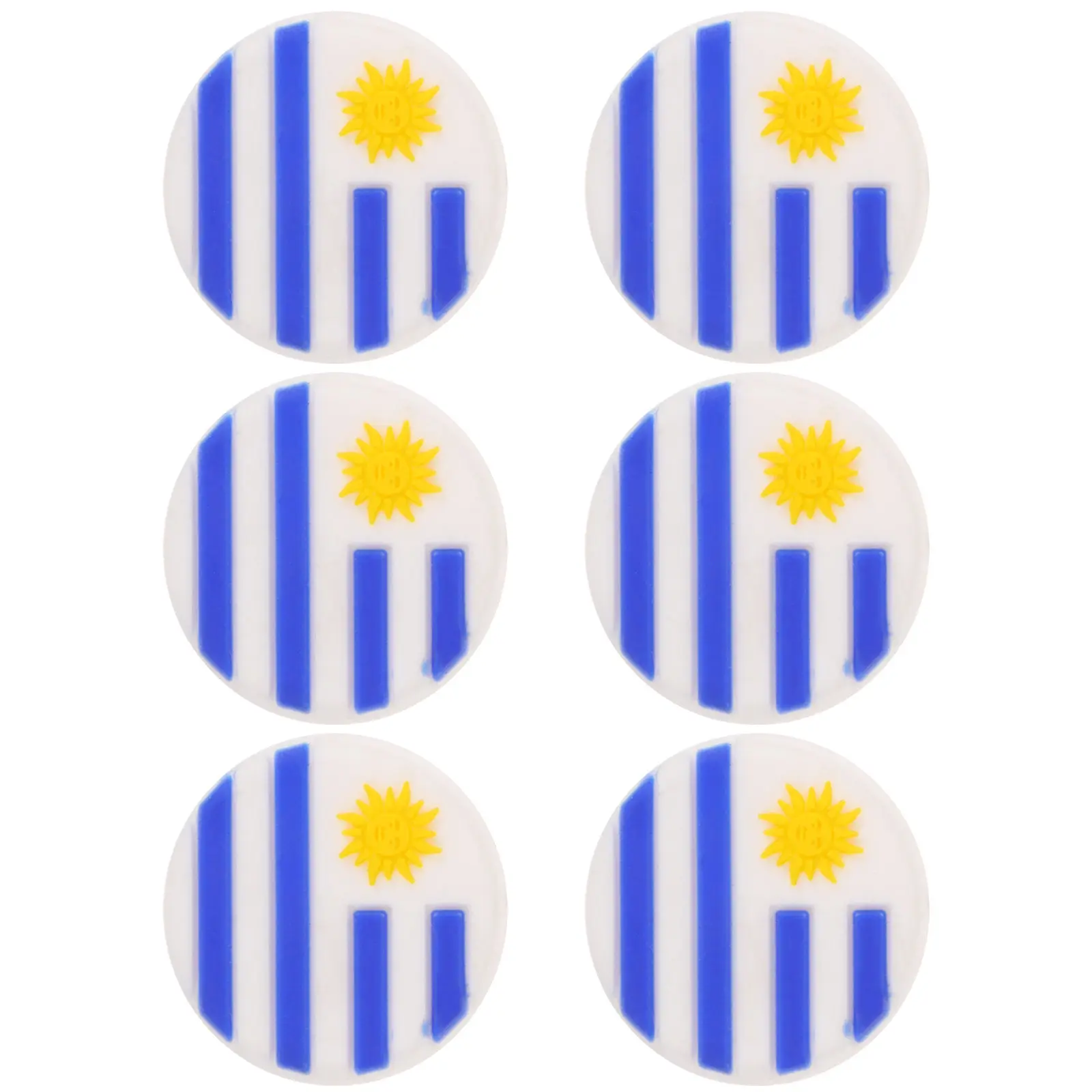 6Pcs Decorative Tennis Racket Dampener Silicone Vibration Dampener Uruguay Flag Pattern Shock Absorber for Arm Comfort Tennis