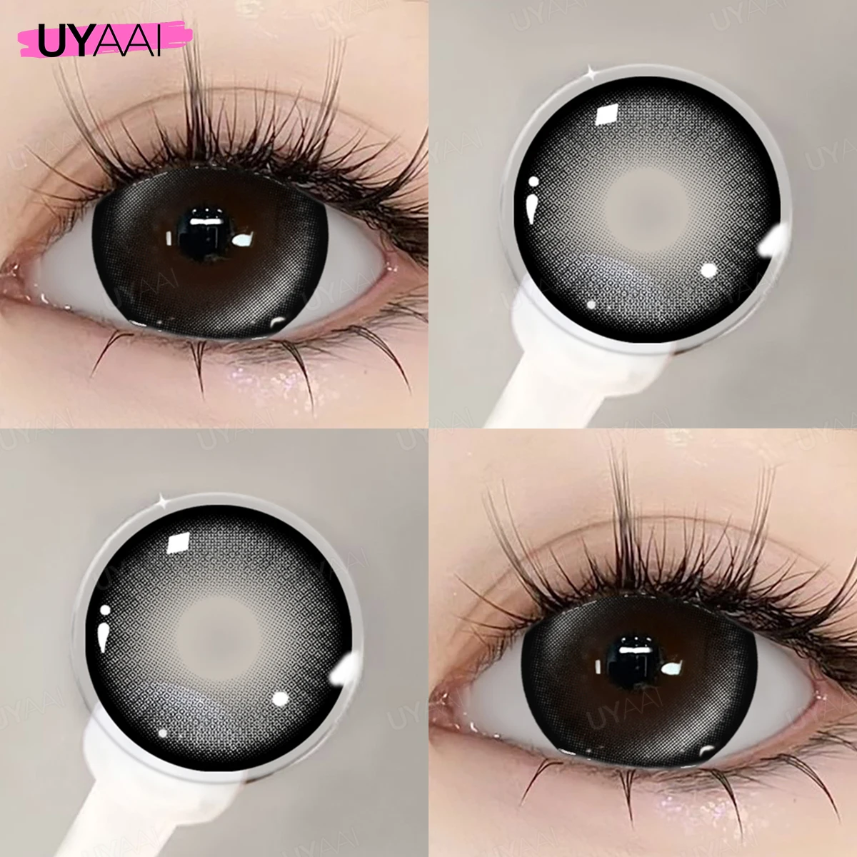 UYAAI Schwarze Linsen mit großem Durchmesser, 14,2-14,5 mm, farbige Kontaktlinsen für die Augen, große Augenlinsen, natürliche braune Linsen – Detail 22