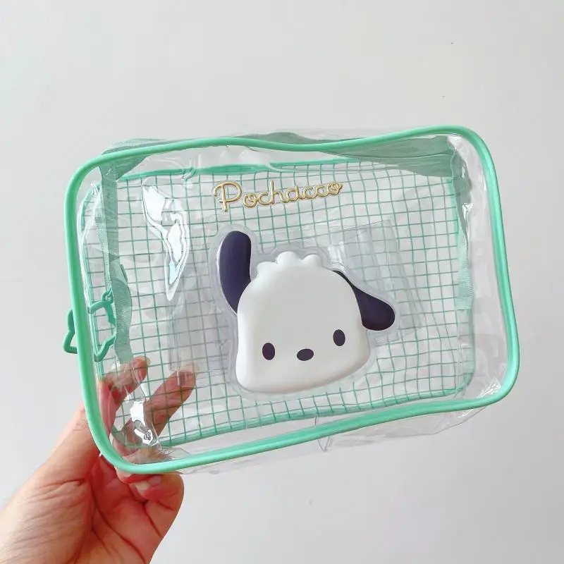 Sanrio Hello Kitty Kuromi Cinnamoroll Pachacco Cute Cartoon Transparent Makeup Storage Bag Kawaii Periphery Lovely Home Decor