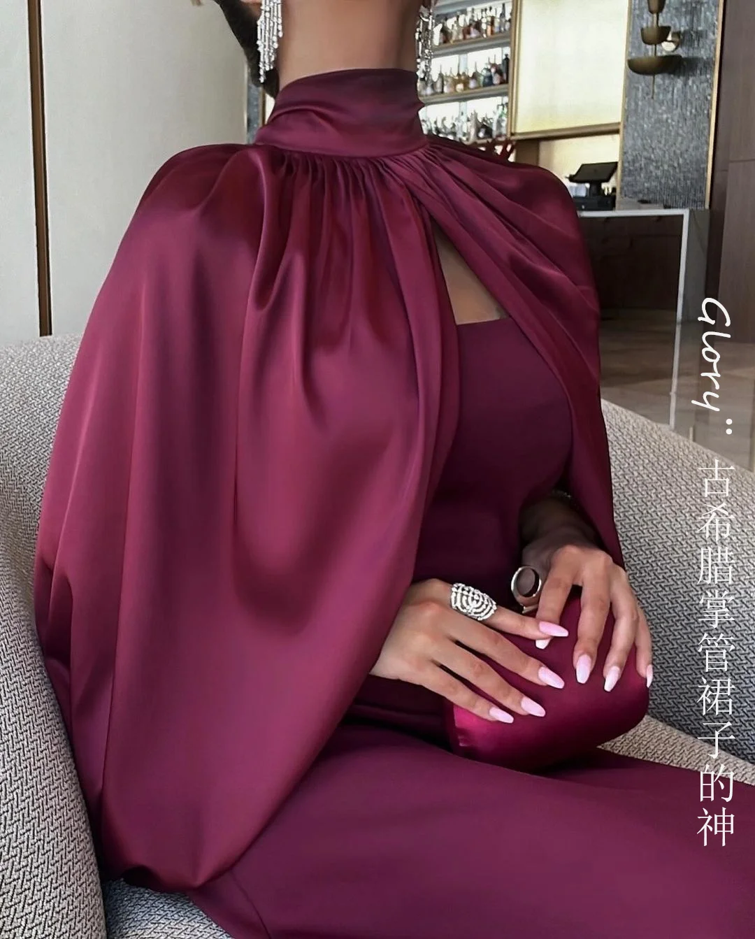 

Purple High Collar Evening Dresses Saudi Arabia Prom Dress For Women Party Shawl Wedding Dress vestidos de gala Custom Made