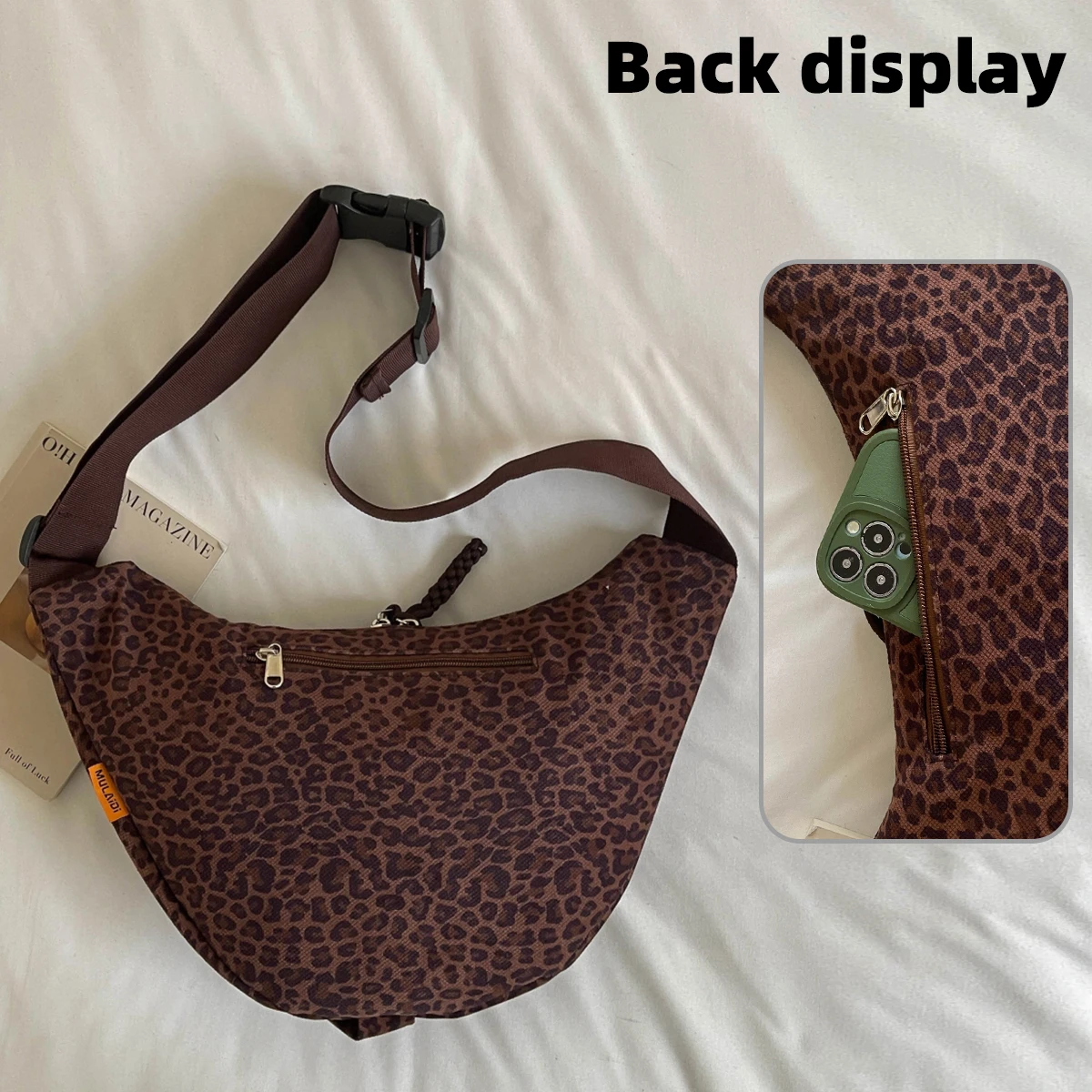 Amazon's Popular Leopard Print Shoulder Bag, Casual Shopping Bag with a Lazy Style, Large Capacity, Trendy European and American Style Shoulder Bag Wholesale