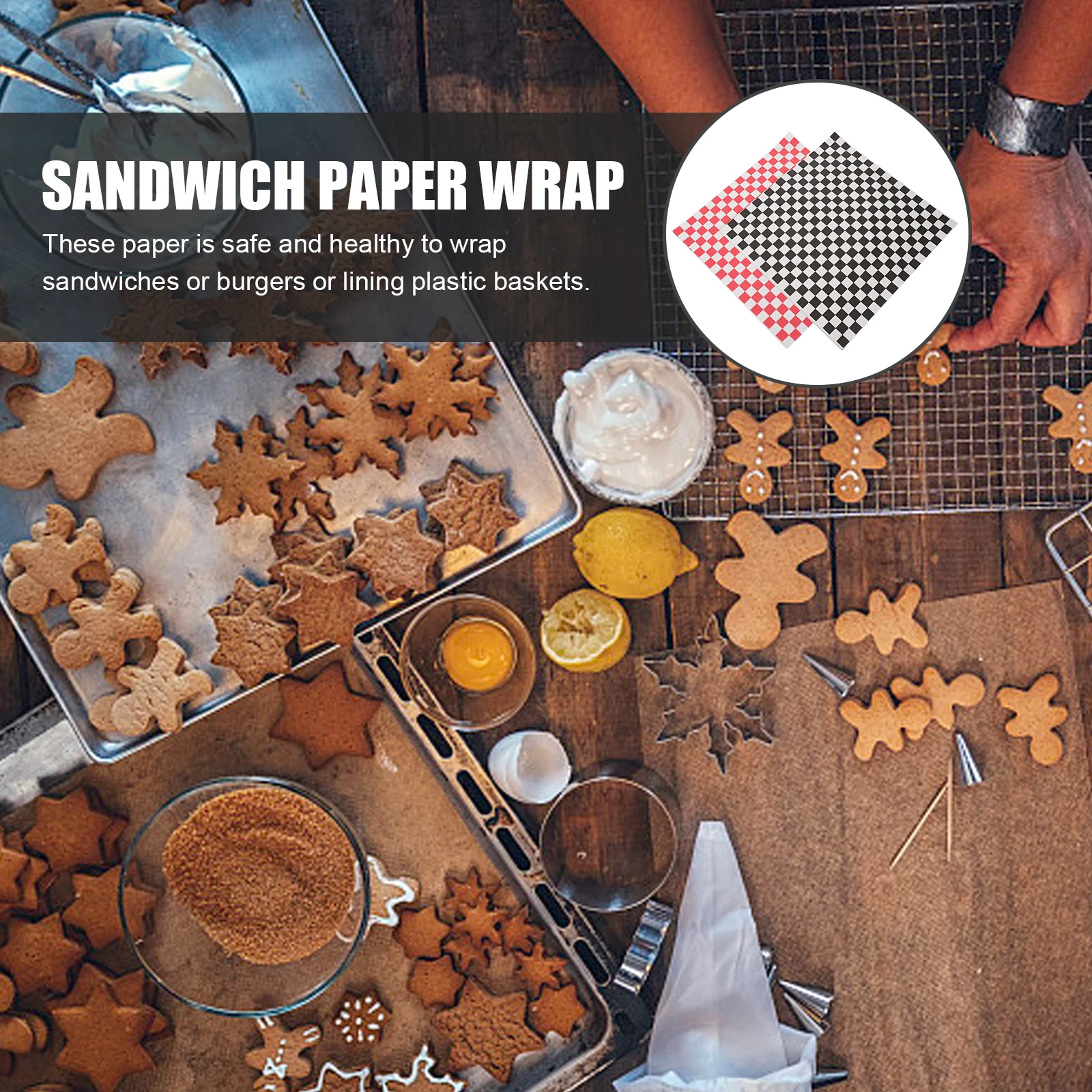 

100pcs Burger Wrapping Paper Grease Resistant Wax Paper Sheets For Sandwich Fried Food Packaging Takeaway Basket Liner Kitchen