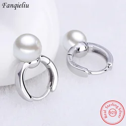 Solid 925 Sterling Silver Pearl Drop Earrings For Woman Hot Fashion Jewelry FQL22097