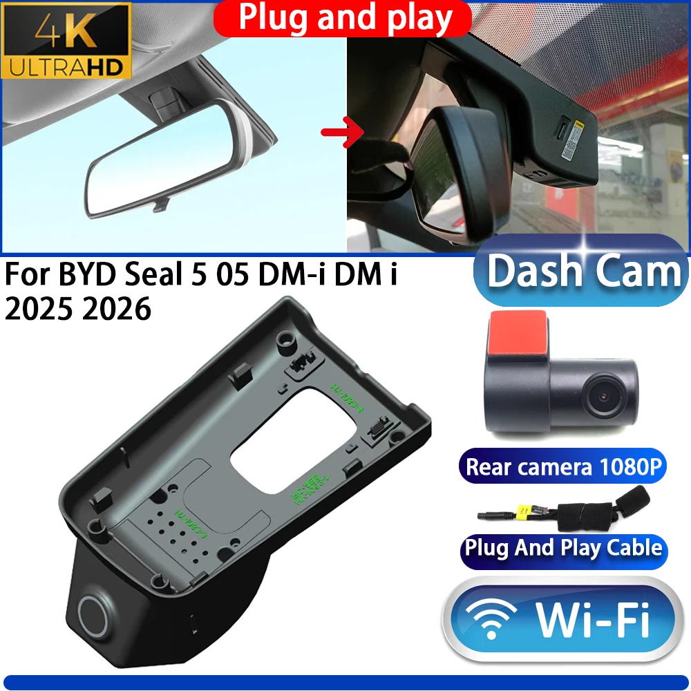 HighCity For BYD Seal 5 05 DM-i DM i 2025 2026 Dash Cam Camera DVR 4K UHD 2160P Night Vision Wifl Plug And Play Video Recorder