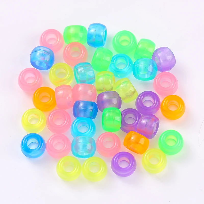 6x9mm 100pcs  Large Hole Acrylic transparent luminous Bucket Beads Spacer Beads for Jewellery Making   Bracelet Accessories