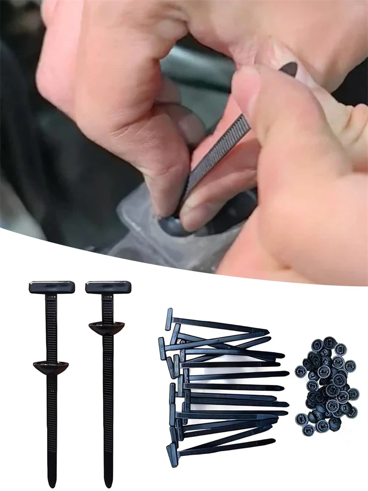 200/100/50 Stück Selbstsichernde Nylon-Kabelbinder mit Druckclips – Wiederlösbare Kabel- und Rohrhalter für Auto, Befestigung & BündelungRohrhalter Autowiederverwendbare Kabelbinderwiederverwendbare KabelbinderAuto Zub – Detail 4
