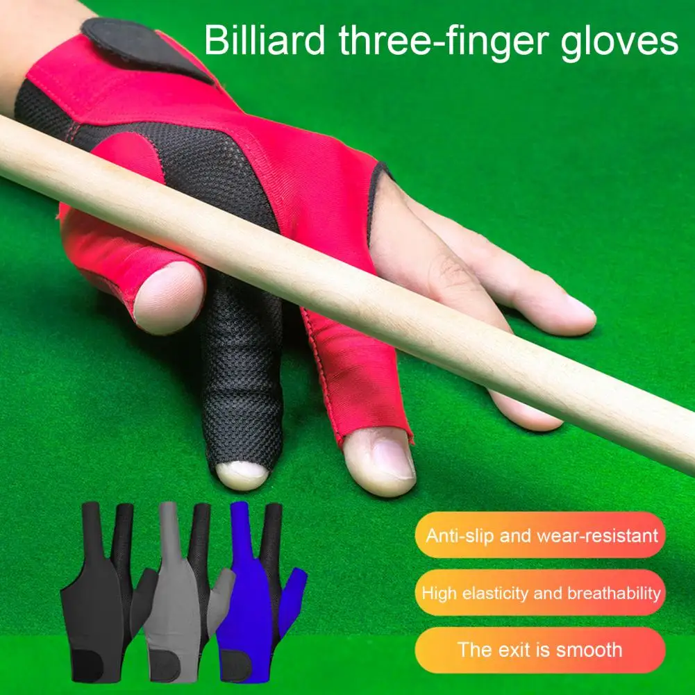 

Billiard Pool Gloves Elastic 3 Fingers Cue Gloves Universal Billiard Shooter Snooker Cue Sport Gloves Anti-slip Billiard Mitts