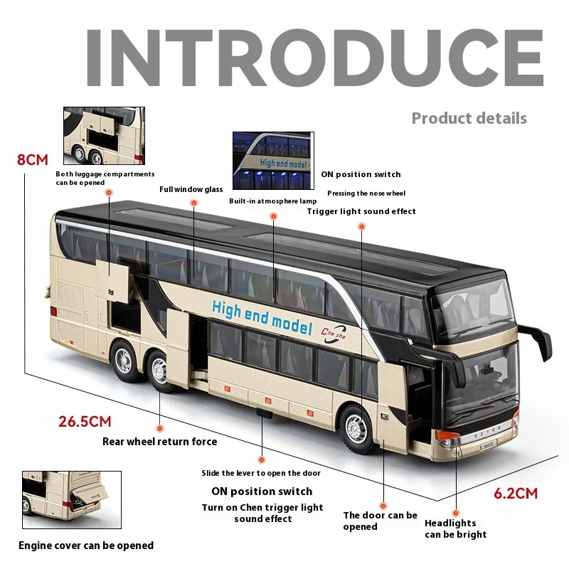 1:30 Diecast Double Decker Bus Metal Model Toy