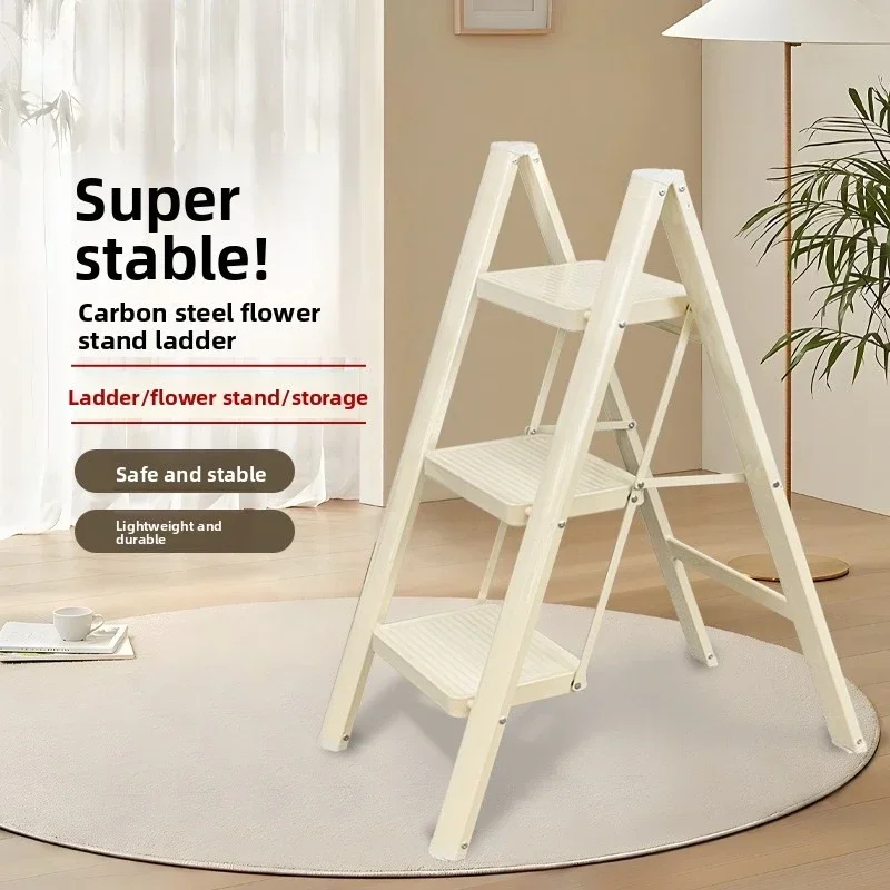 Modern minimalist portable folding ladder, thick carbon steel folding ladder, zigzag ladder, widened pedal, anti slip foot pad
