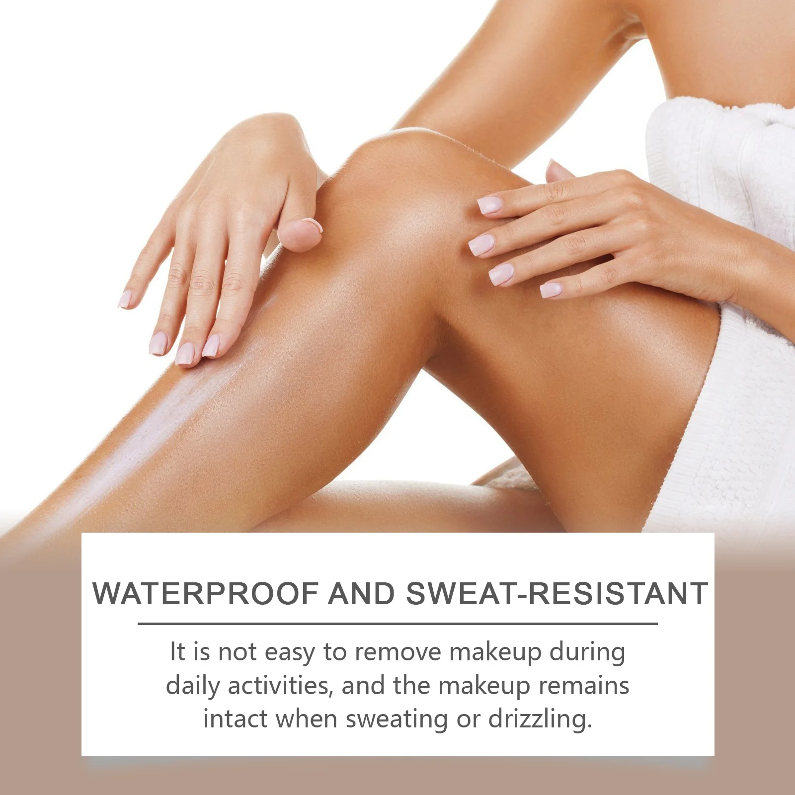 Loción de maquillaje para piernas, corrector duradero, tono uniforme de piel, bronceado falso, resistente al agua, hidratante, brillo Natural, crema de base corporal marrón