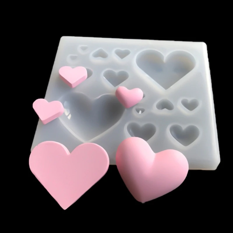 ZB91 Stampo in resina a forma cuore in silicone, stampo a forma cuore in silicone per gioielli con orecchini in fusione