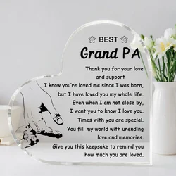 transparent heart Acrylic ornaments decorations gift for grandpa birthday present from my son daughter souvenir for my grandpa