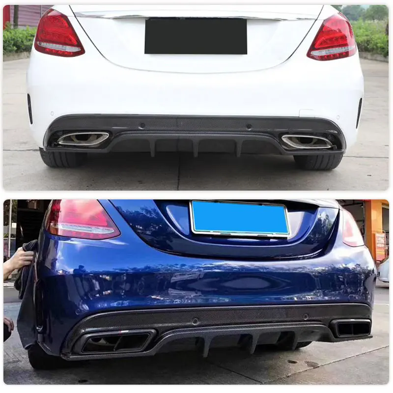 Carbon Fiber Car Rear Bumper Diffuser Lip Spoiler for Mercedes Benz C Class W205 Sport C43 AMG 2015-2019 Rear Diffuser Body Kit