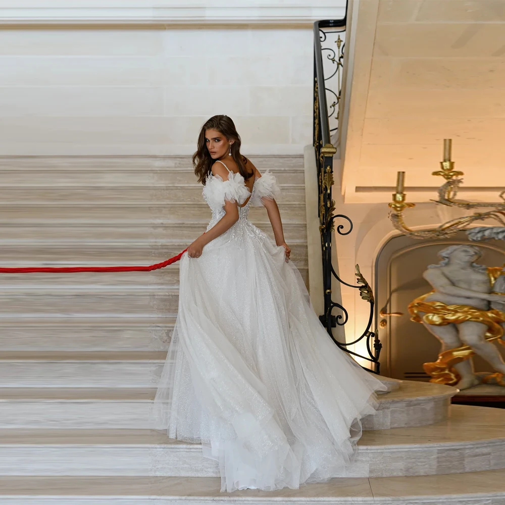 Robe De mariée trapèze élégante en dentelle pour femmes, imprimé floral, longueur De nettoyage, robes De mariée princesse, personnalisée