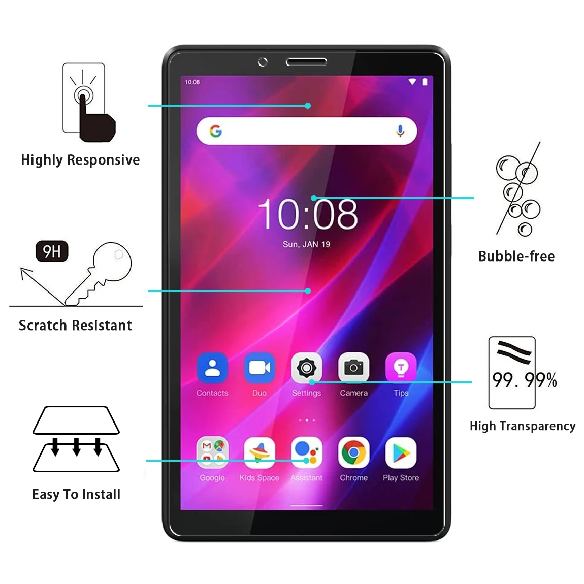 9H For Lenovo Tab M7 3rd Gen TB-7306 TB-7306F 7 inch 2021 HD Film Clear Tempered Glass Tablet Screen Protector Anti Scratch