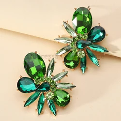 Korean Fashion Shiny Glass Decor Original Stud Earrings For Women Luxury Design Charm Holiday Unusual Wedding Party Jewelry Gift