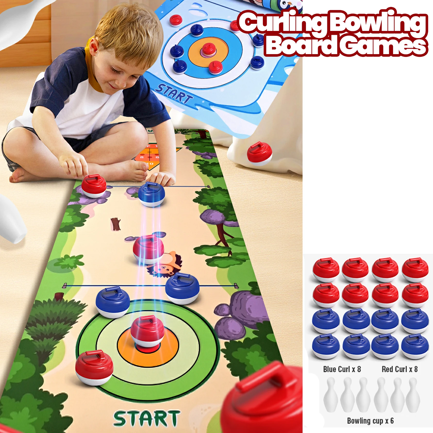 Giochi da tavolo per curling da tavolo per la famiglia Gioco interattivo per curling da bowling da tavolo Shuffleboard Gioco per lo sviluppo Giocattolo educativo