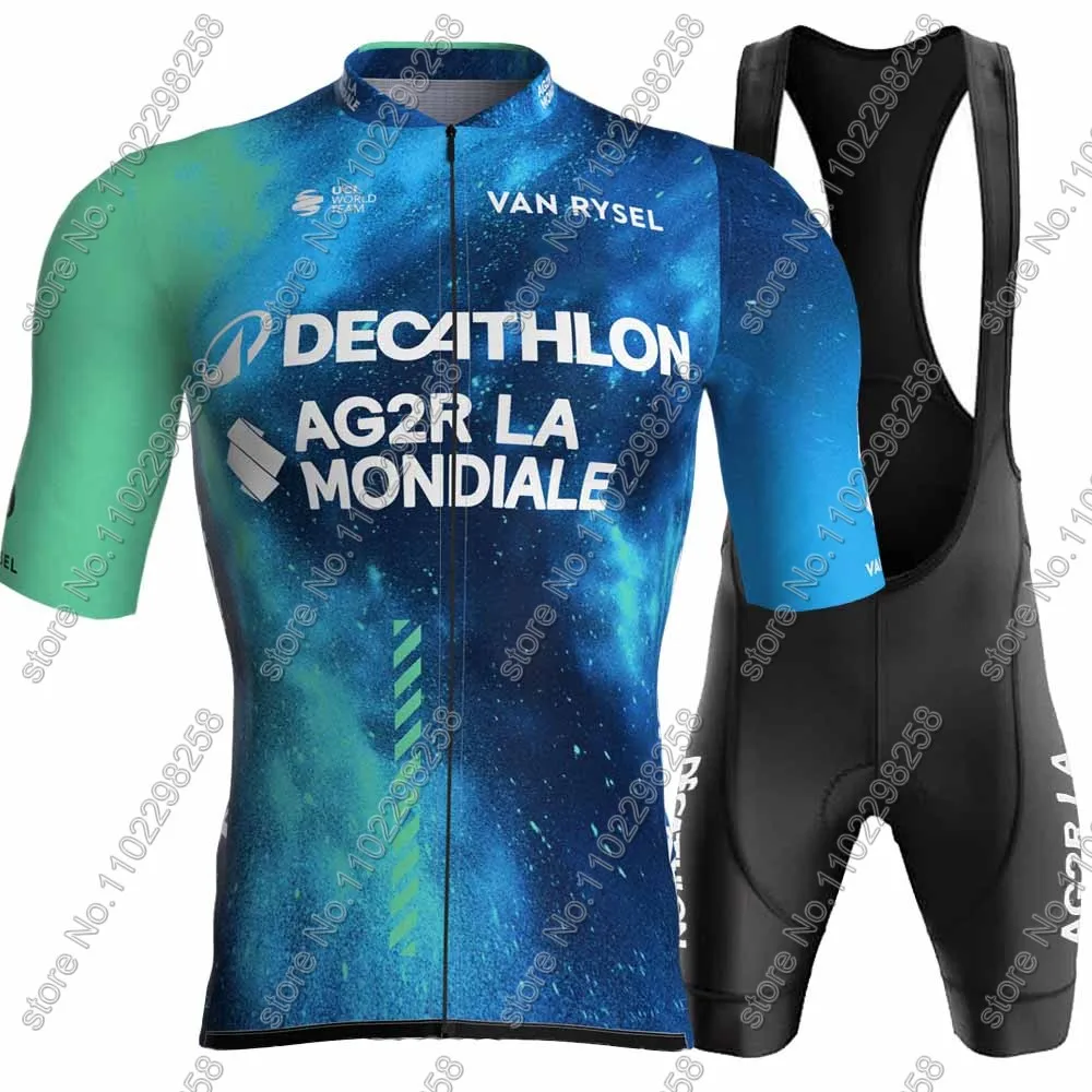 Ag2r Cycling 2024 Jersey Set Mens Blue France Tour Short Sleeve Belgium Clothing Road Bike Shirt Suit Bicycle Bib Shorts Maillot