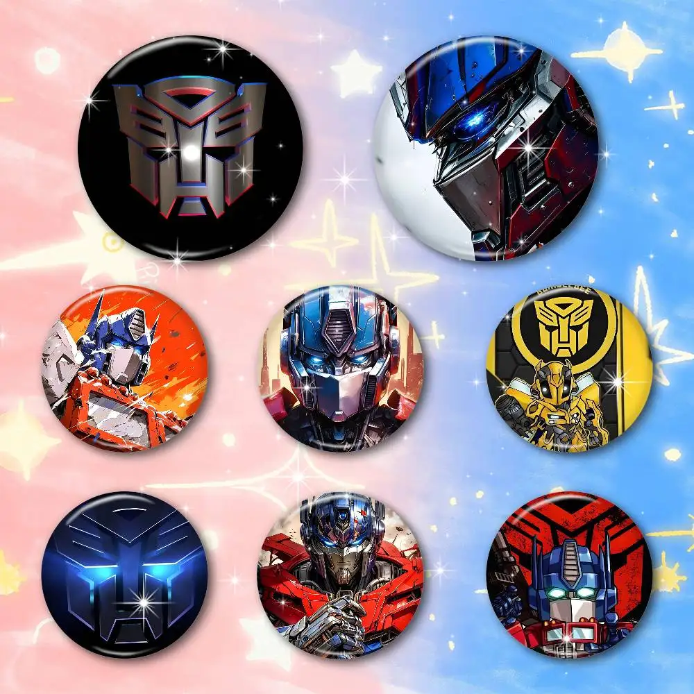Autobot Transformers 75 x 75 25 x 25 mm, runde Cartoon-Broschen auf Rucksack, Hemd, Accessoires, Schmuck, Abzeichen, Geschenk für Freunde