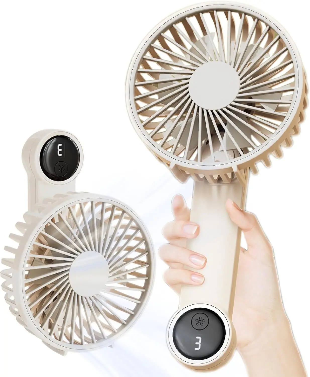 

Портативный вентилятор, настоящий перезаряжаемый настольный вентилятор емкостью 2500 мАч с цифровым дисплеем, 180 ° Складной персональный вентилятор со шнурком, 15 часов USB Mi