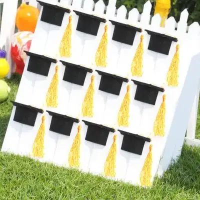 

12Pcs Mini Grad Cap Bottle Covers for Wine Jars Decoration Graduation Party Favors Small Decorative Props Accessory Set