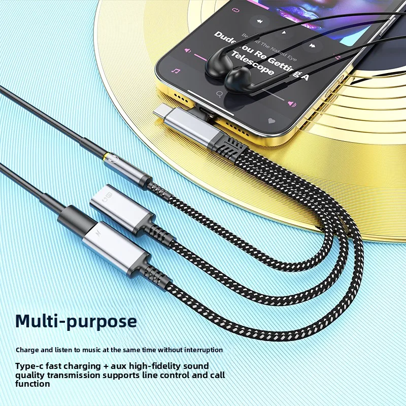 lighting mobile phone two-in-one to 3.5mm audio type-c digital headphone conversion cable with  simultaneous charging 3-in-1