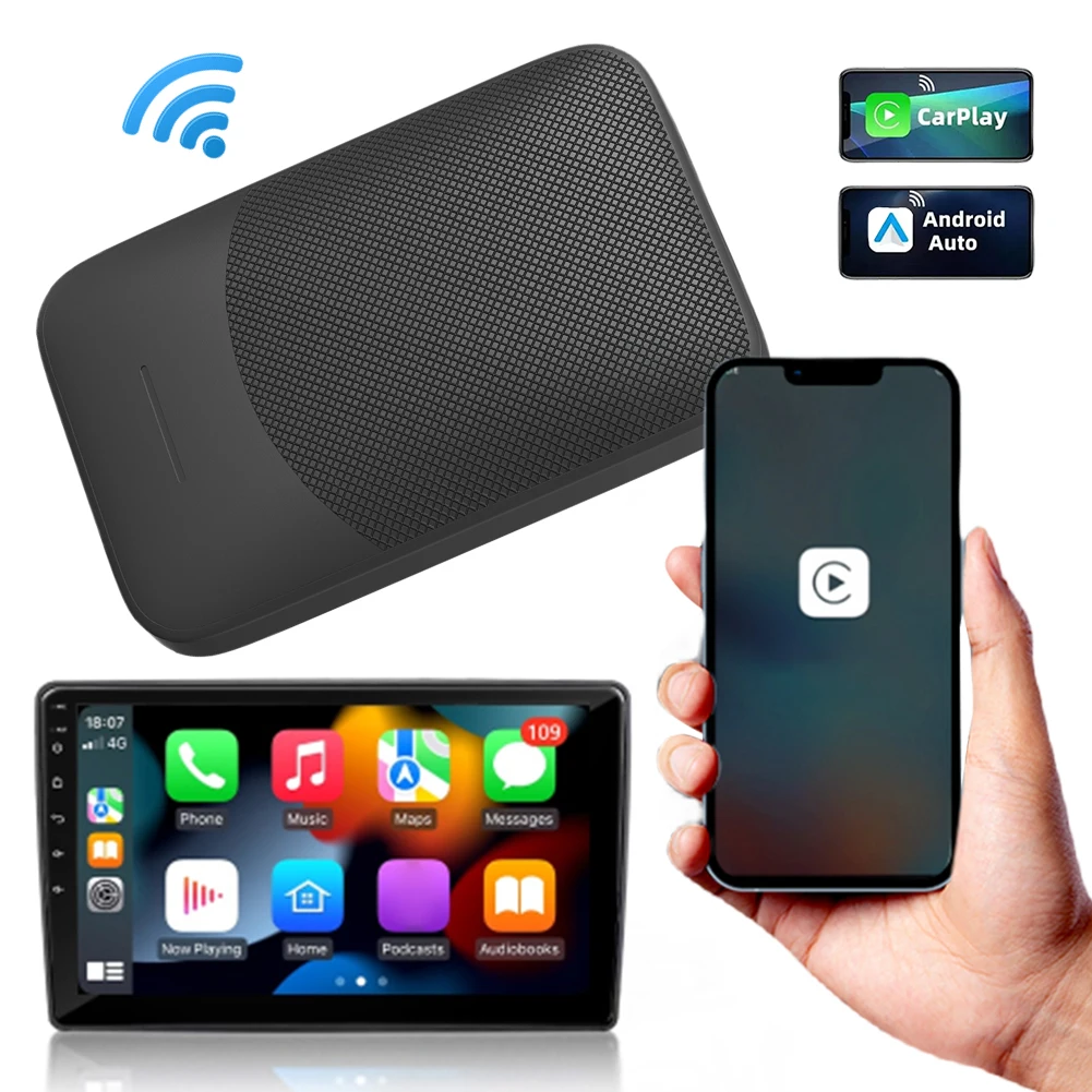 Wireless Carplay Andriod Auto Adapter Smart AI Box BT WiFi Voice Control for OEM Wired Carplay Andriod Auto Car Models