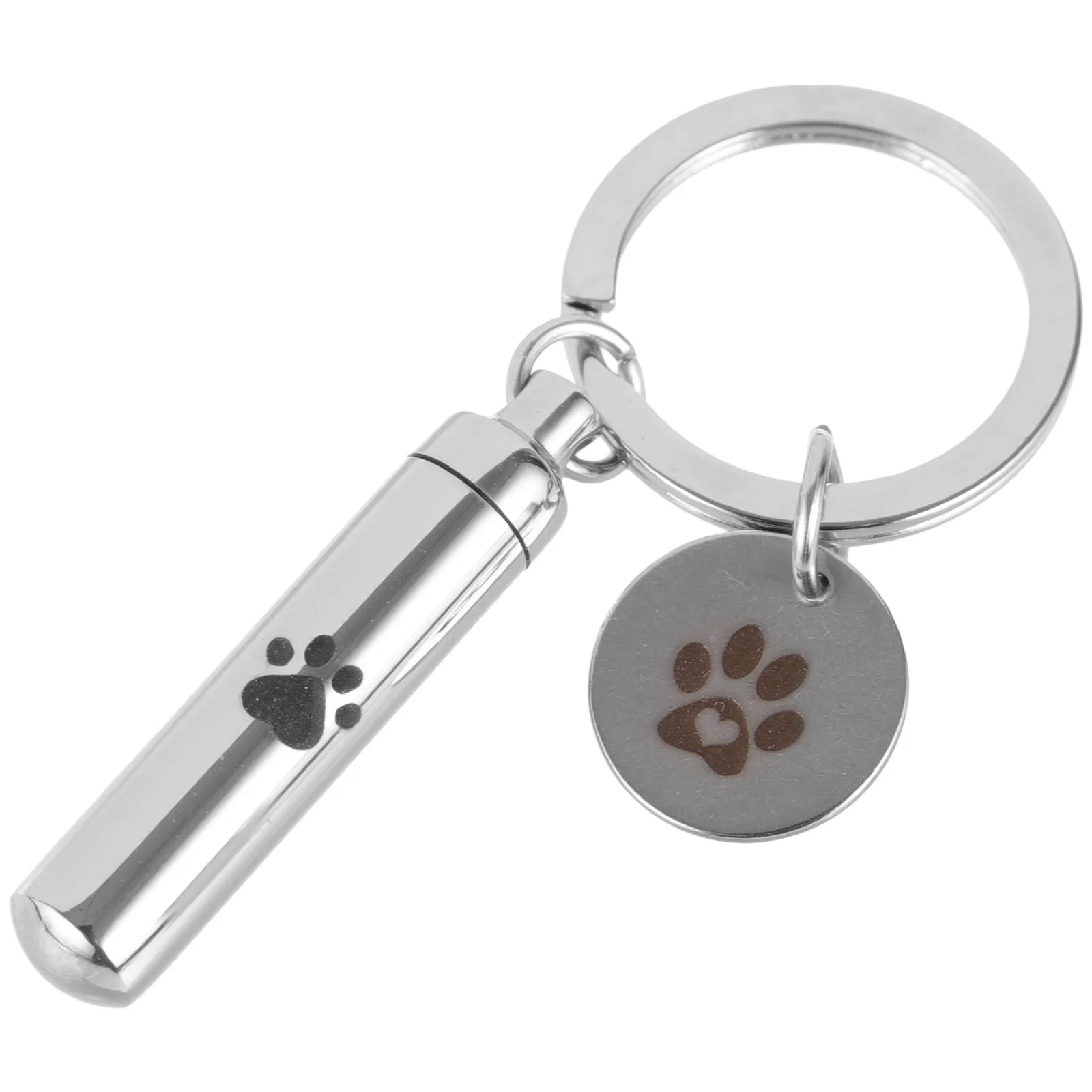 

Pet Urn Keychain Ash Keepsake Stainless Steel Cylinder Print Cremation Pendant Memorial Jewelry for Metal Ash Key
