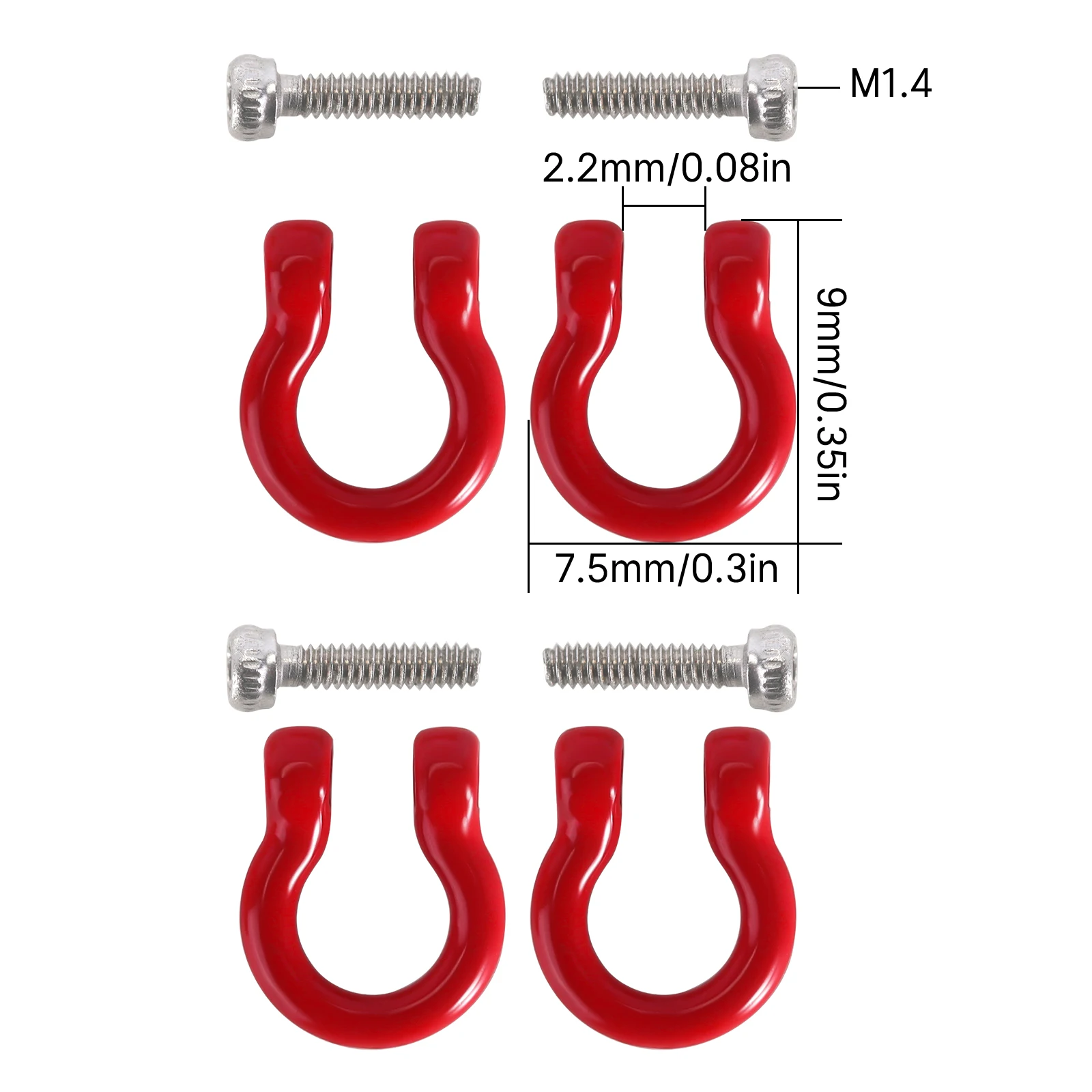 INJORA D Rings Tow Hooks With M1.4 Screws for FCX18 LC80 TRX4M Defender Upgrade