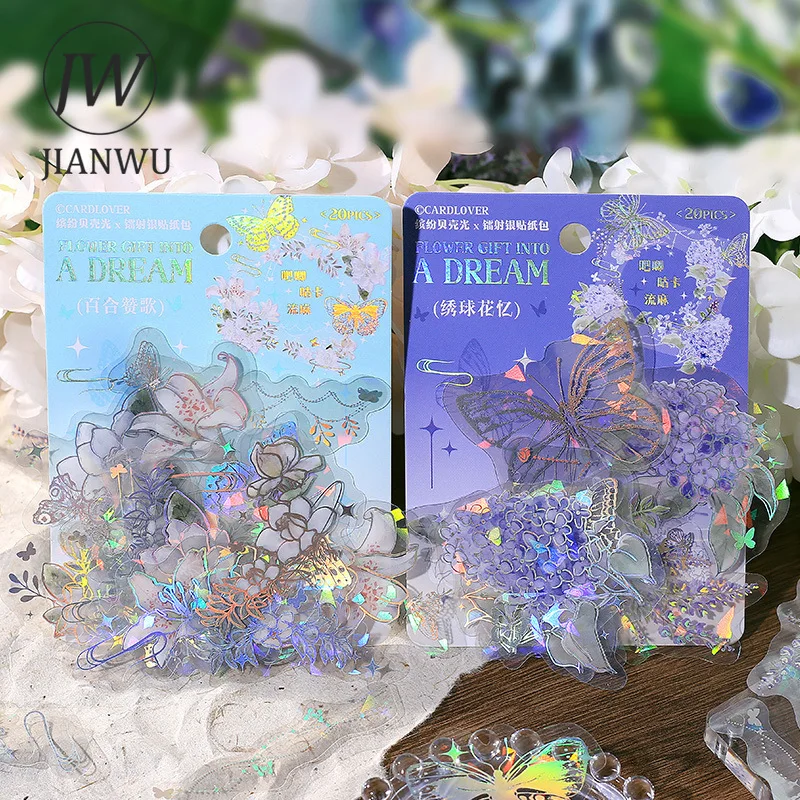 

JIANWU цветок подарок в серии Dream винтажная бабочка лазерный пейзажный материал коллаж наклейка для домашних животных креативный журнал канцелярские принадлежности