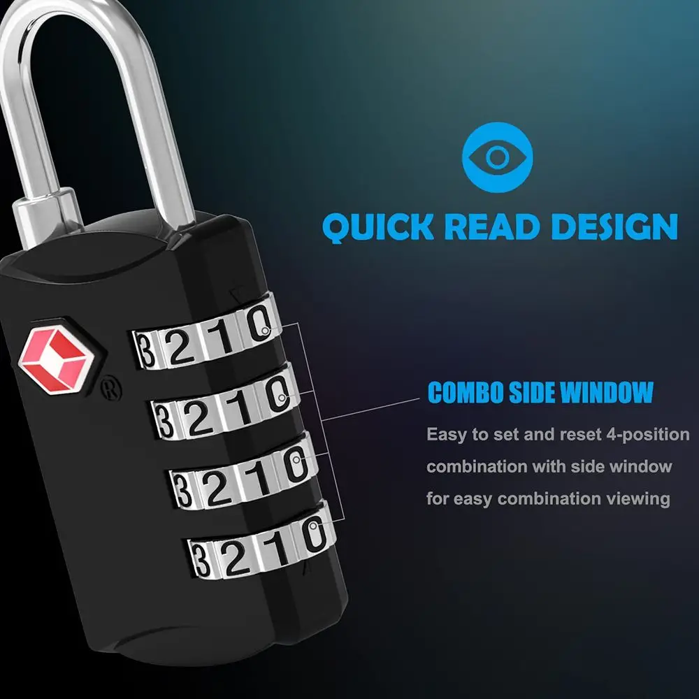 Hardware Weatherproof Luggage Safely Code Lock 4 Digit Combination Lock TSA Customs Lock Anti-theft