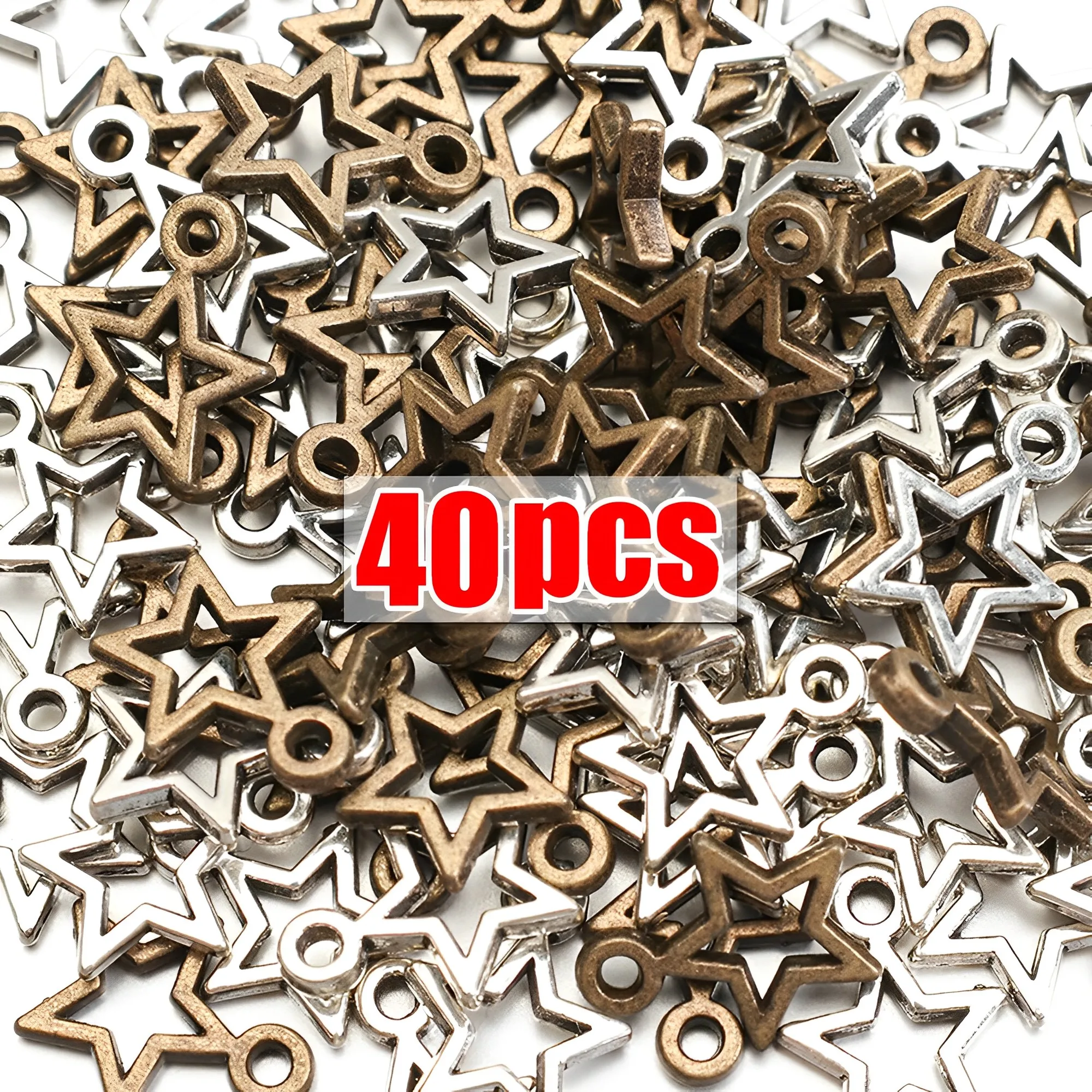 40pcs Charms Star Handmade จี้ทํา Fit VINTAGE เงินทิเบตสี Antique Bronze Plated DIY สําหรับสร้อยข้อมือสร้อยคอ