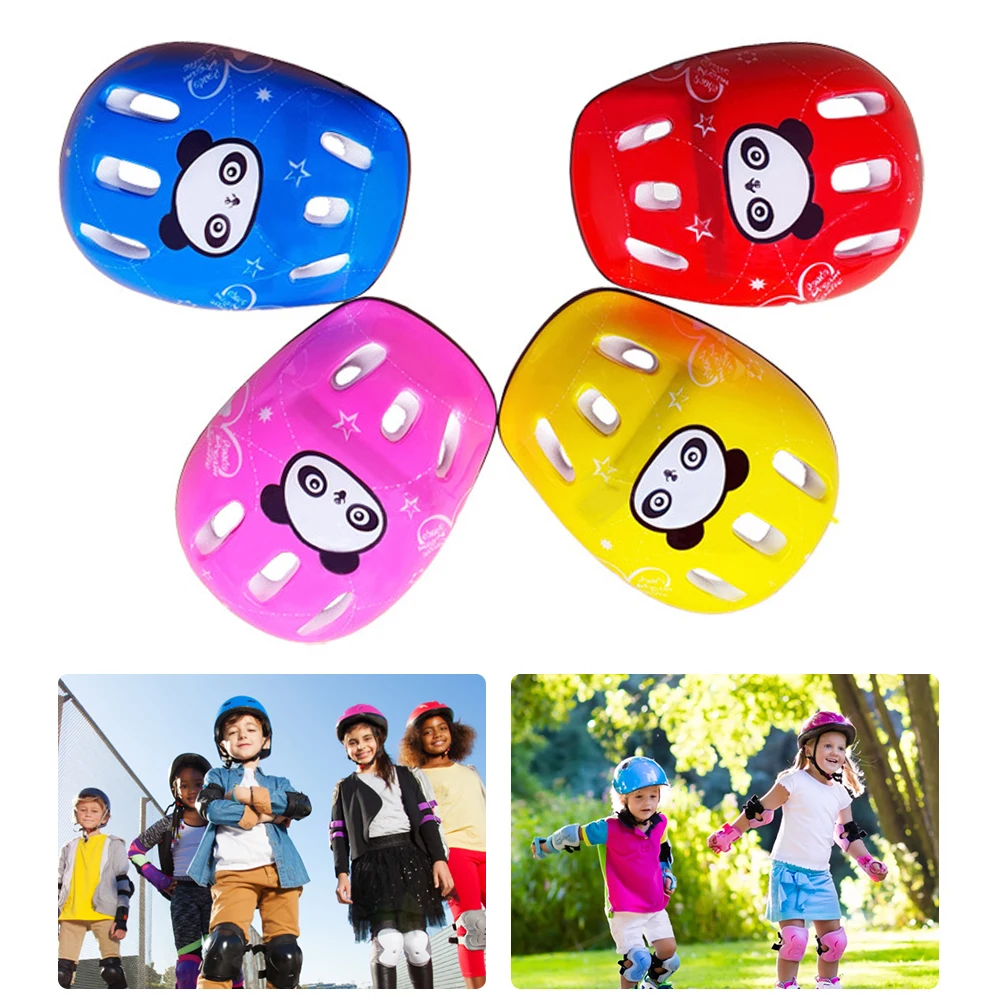 1Pc 3 Colors Kids Sports Panda Pattern Head Helmets Skating Skate Board Girls Boys Protective Gear Children's Safety Helmet