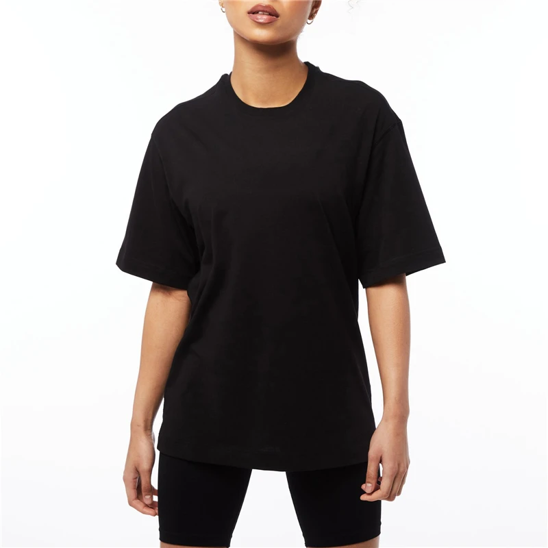 Oversized T Shirt Women Solid Cotton Gym Clothing Bodybuilding Fitness Loose Casual Sportswear T-shirt Streetwear Hip-Hop Tshirt