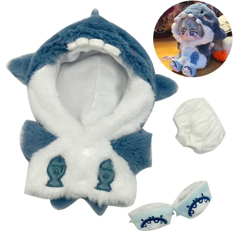 

Shark Hoodies For 20cm Doll Clothes Cartoon Animal Coat Lovely Outfit Cotton Stuffed Dolls Plush Toy Accessories Kids Gift