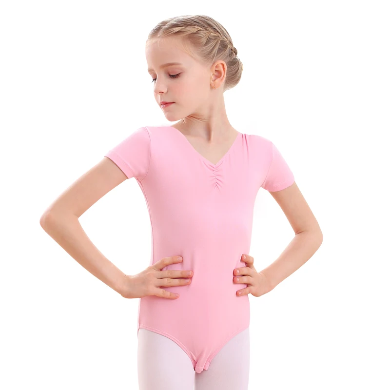 

Edance Cotton Ballet Leotard Girls Short Sleeve Dancewear for Practice Ages 4-12 Year