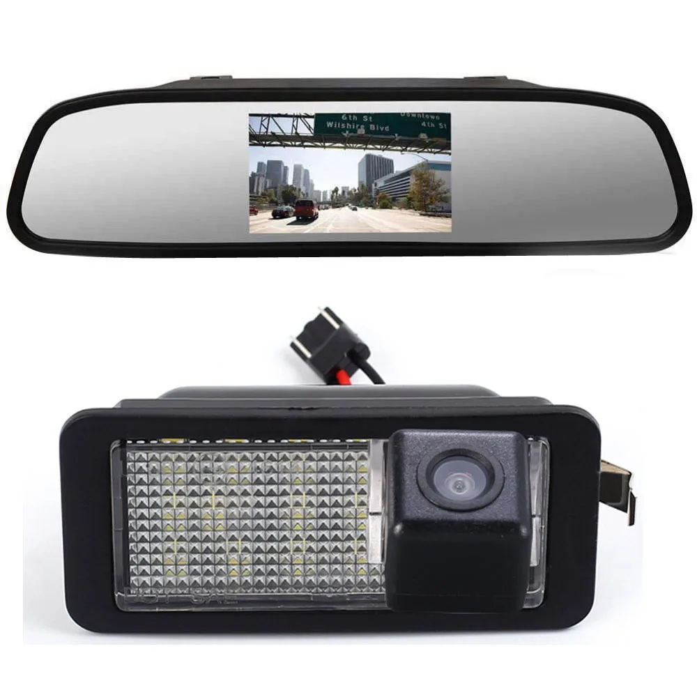 

Navinio CCD Chip car rear view camera +4.3"Mirror for Skoda Citigo E-Citigo ab 2011-2022 license plate lamp waterproof